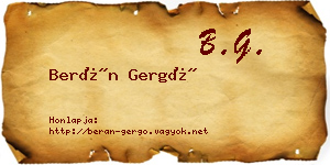 Berán Gergő névjegykártya